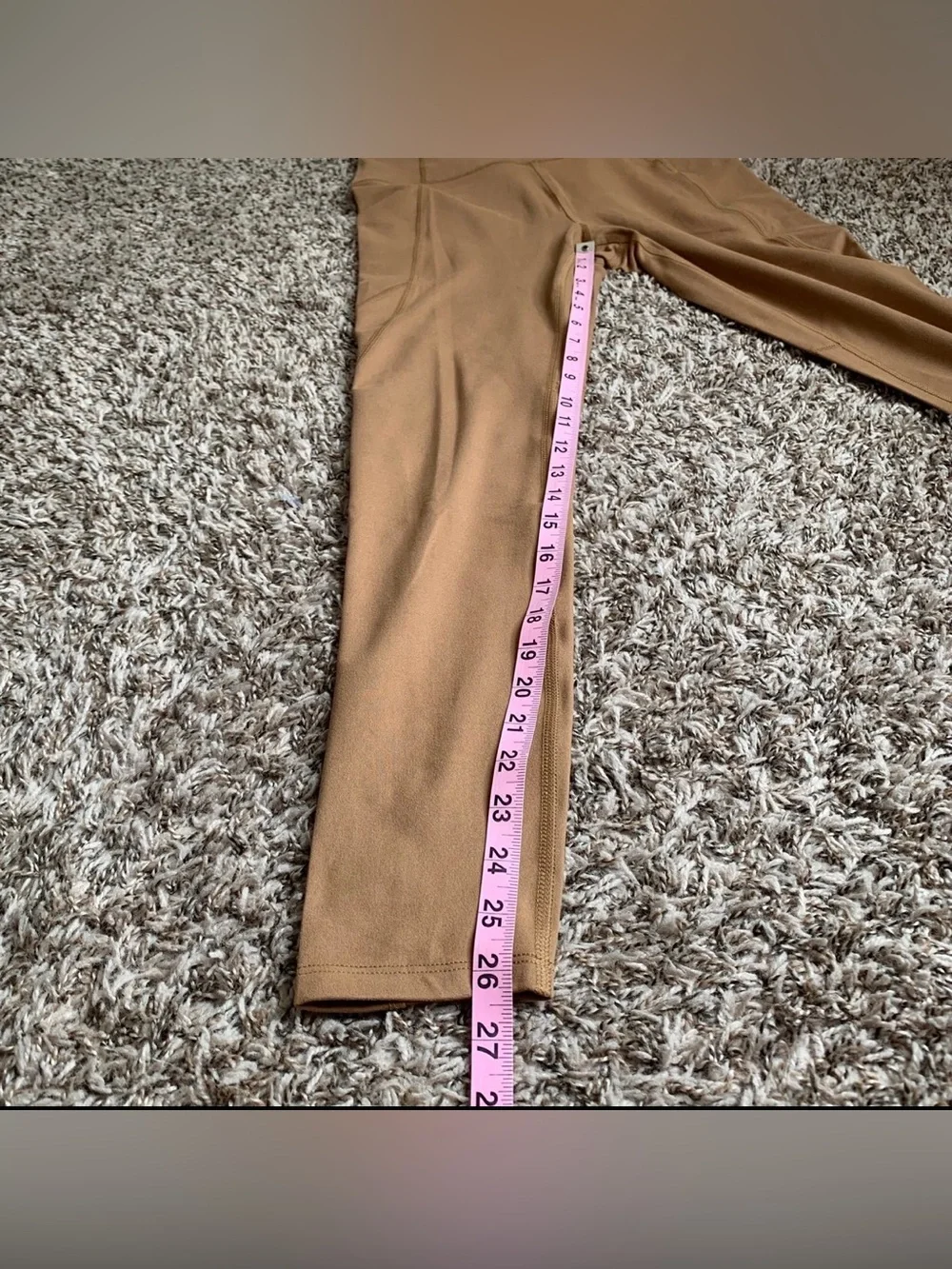 Core 10 Amazon Women's High-Waist Side-Pocket Ankle Leggings Tan brown Small